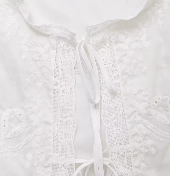 Chemisier en dentelle brodée florale pour femmes