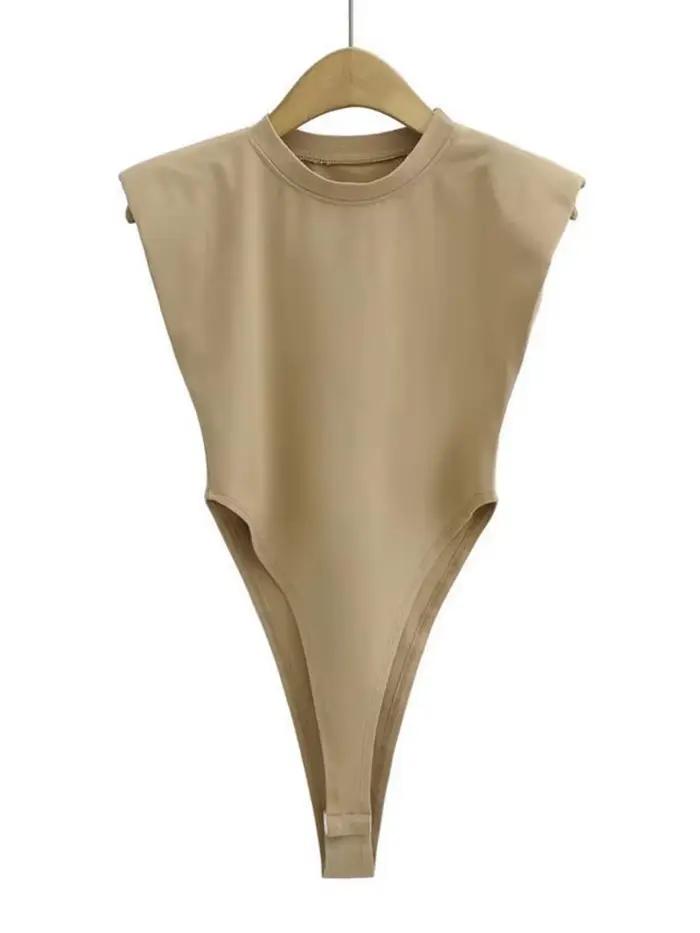 Hauts Sexy femmes été une pièce moulante Body rembourré épaule