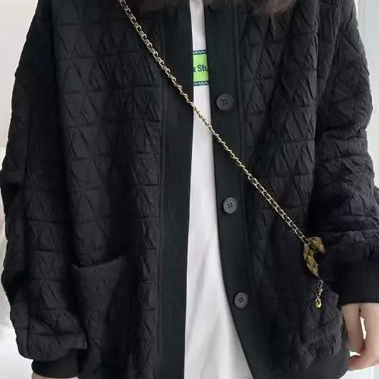 Cardigan Sweatshirt Diamant pour Femme – Nouvelle Collection Printemps 2026 – Coupe Ample Amincissante Grande Taille – Haut Polyvalent Style Baseball