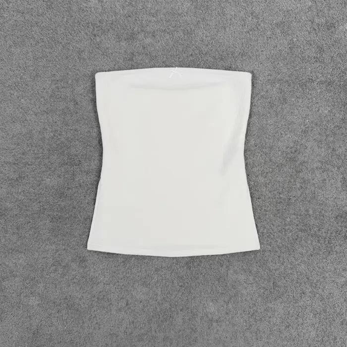 Haut court sans bretelles en coton mélange gaufré pour femme style décontracté et élégant pour le quotidien printemps été occasions spéciales comme Noël