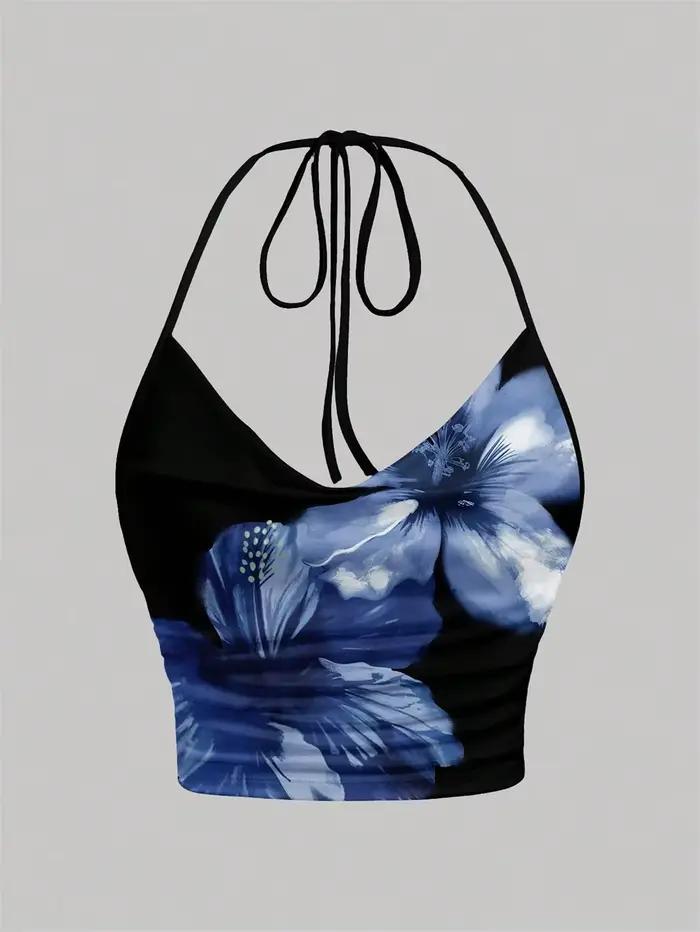 Haut à licou imprimé Tie-dye pour femmes