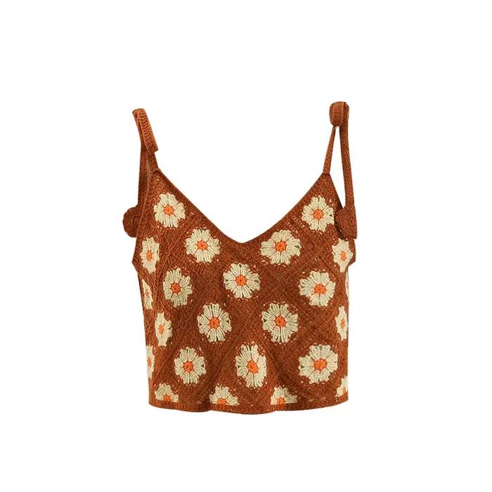 Haut court sans manches en Crochet pour femmes