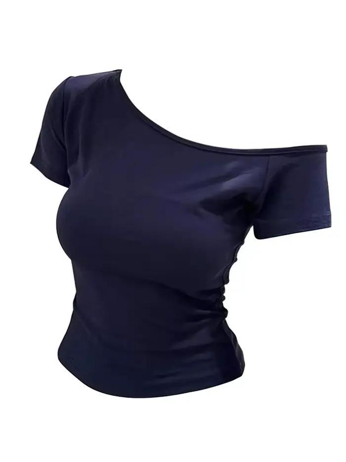 Haut d'été asymétrique ZOYLEIR en coton pour femmes junior, coupe ajustée, sexy et chic coréen pour toutes les occasions