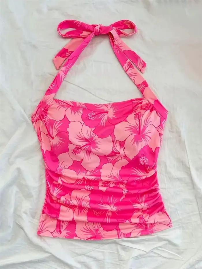 Haut court Sexy à taille froncée pour femmes
