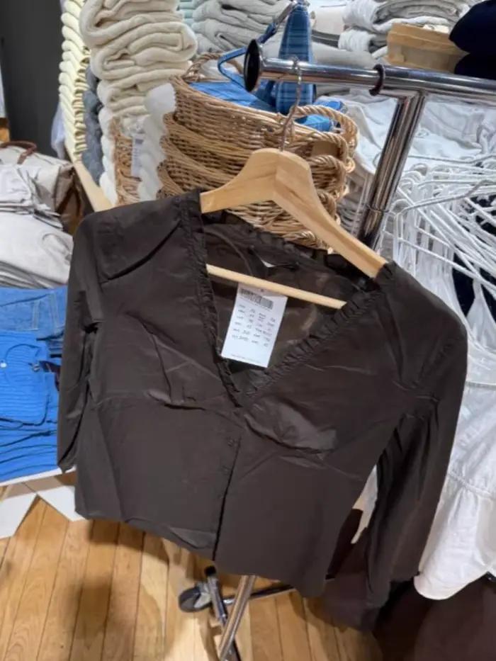T-Shirt à volants marron pour femmes