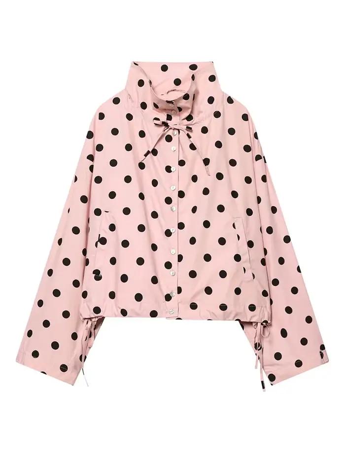 HH Veste courte rose à pois pour femme