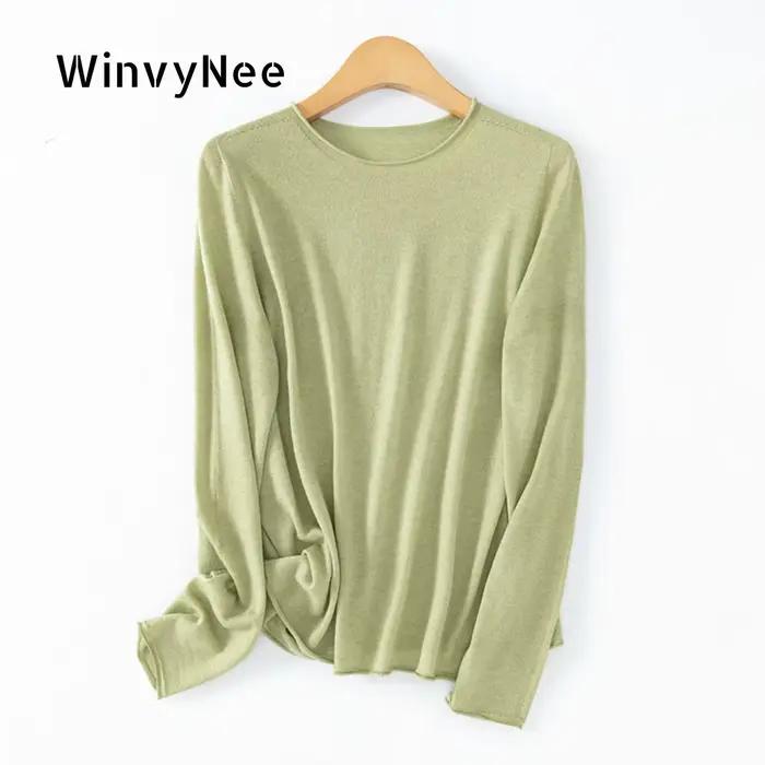 Pull en laine peignée sans couture pour femme