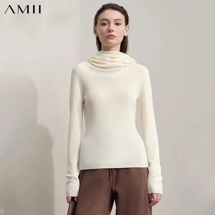 AMII femmes pull 2025 automne nouveau noël minimaliste mince haut tricoté