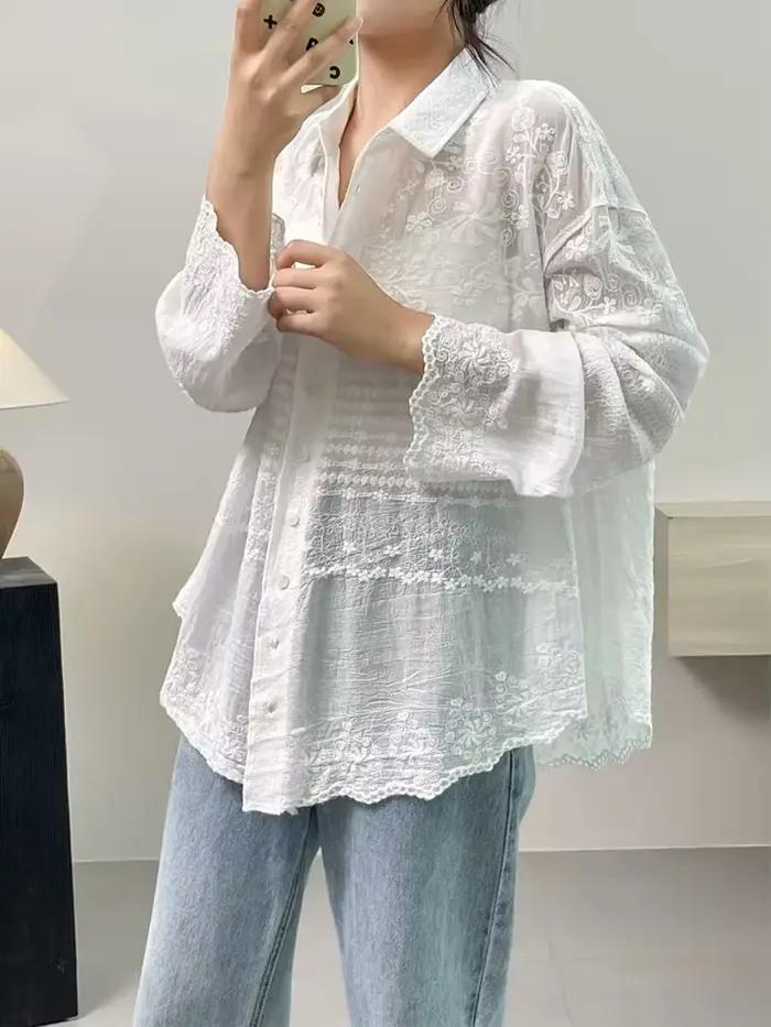 Chemise tunique en coton à manches longues