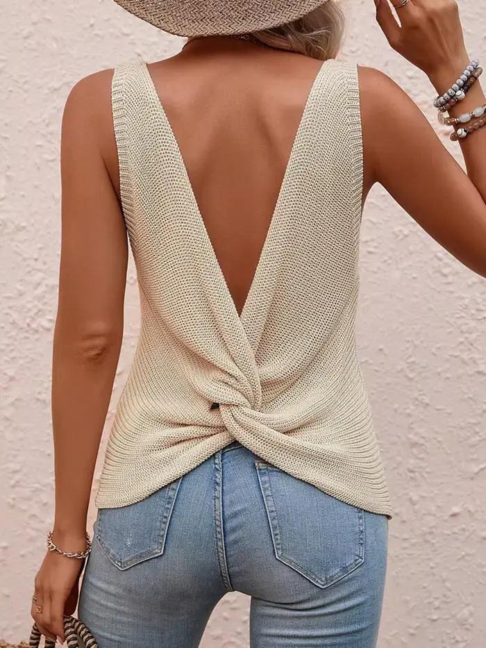 Débardeur beige dos nu pour femme