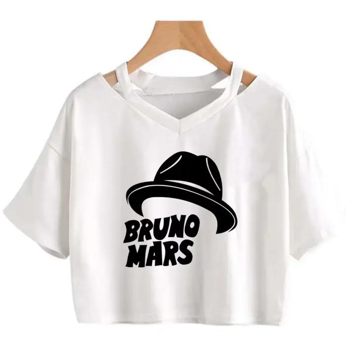 Bruno Mars the Romantic Tour Crop Top Shoujo T-shirt drôle et mignon à la mode coréenne