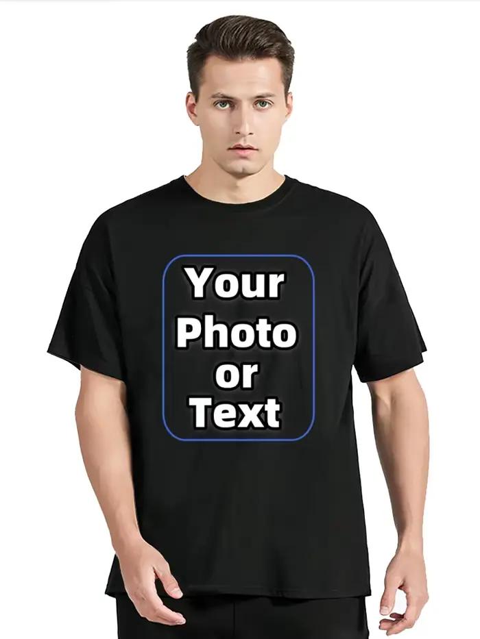 T-shirt personnalisé homme décontracté avec impression photo ou logo pour cadeau occasion spéciale