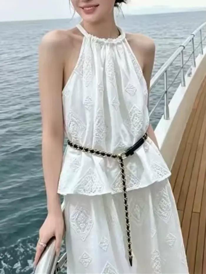 Camisole brodée style bohème pour femme