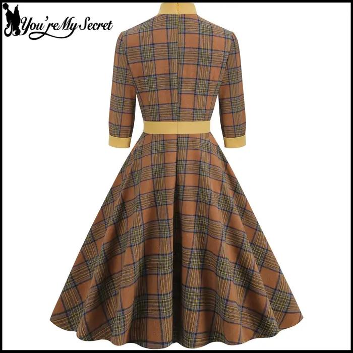 Robe élégante à carreaux verts pour femme