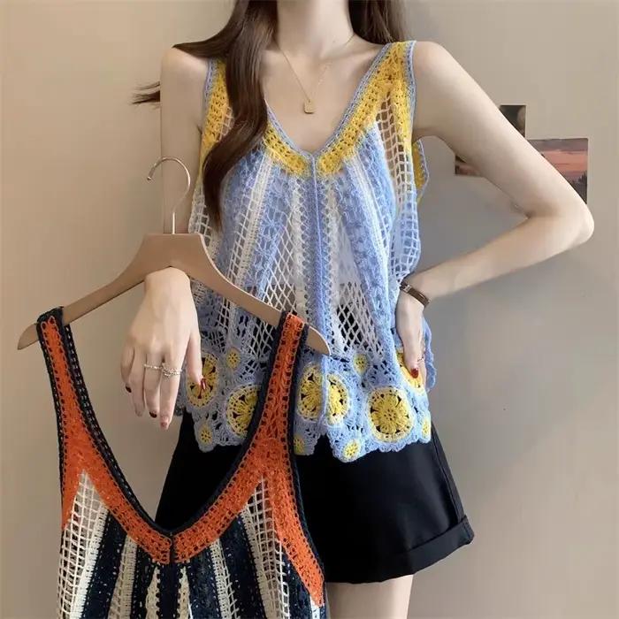 Débardeur brodé au Crochet pour femmes