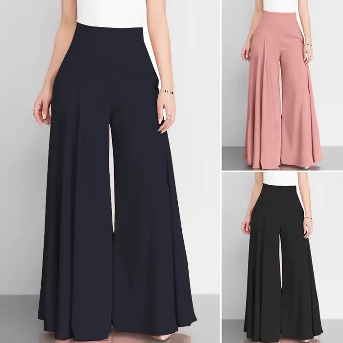 Pantalon large taille haute élégant et décontracté pour femme