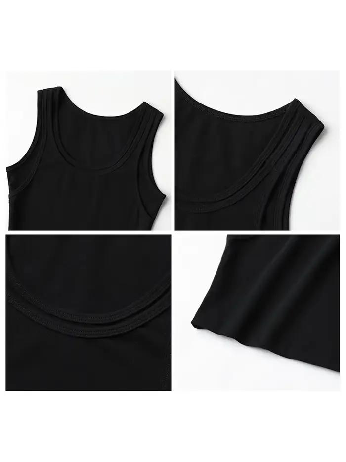 Débardeur chic et élégant pour femme, hauts en coton et élasthanne, solides et décontractés, pour automne et hiver, occasions spéciales et quotidiennes