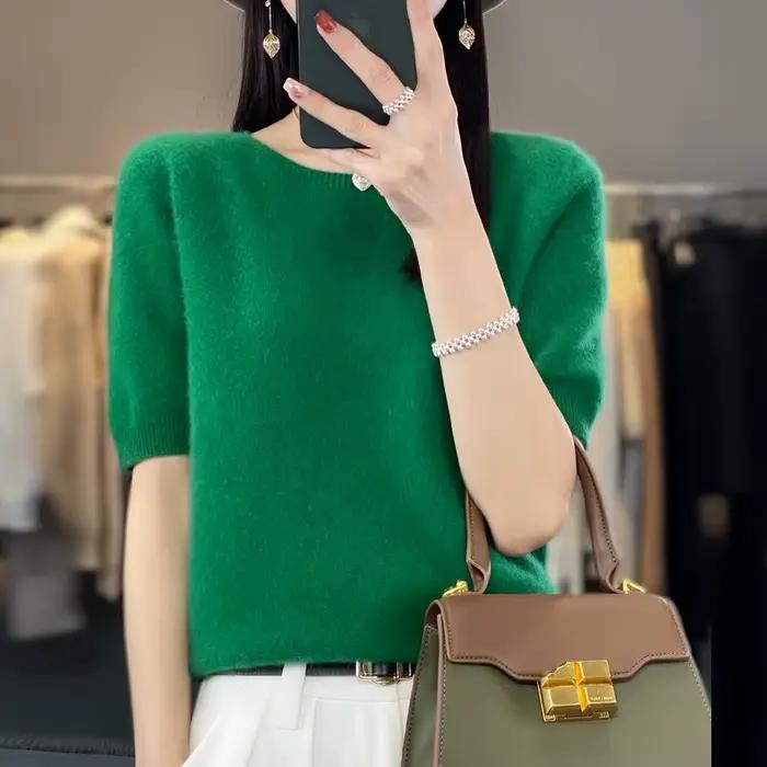 Pull en laine 100% à col rond ample pour femme, confort doux et élégant pour automne-hiver occasions spéciales