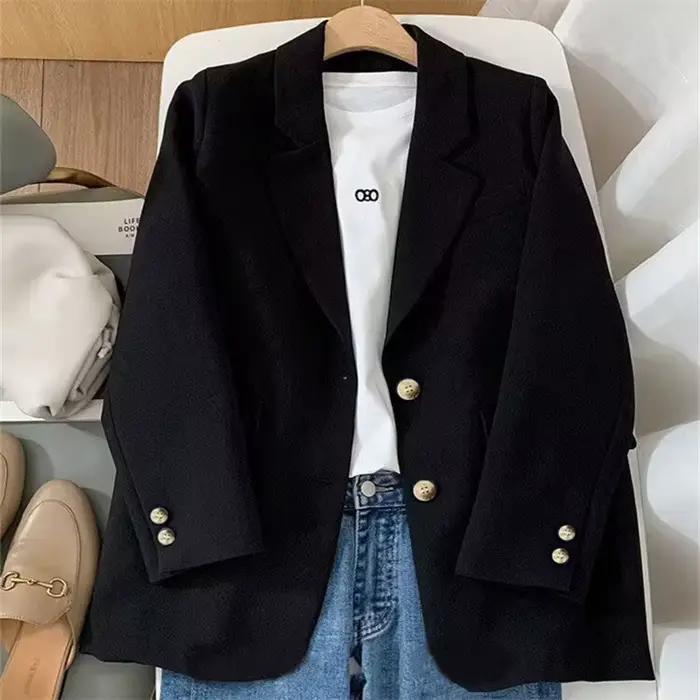 Blazer orange élégant pour femmes, veste à manches longues, vêtements d'extérieur slim décontractés,