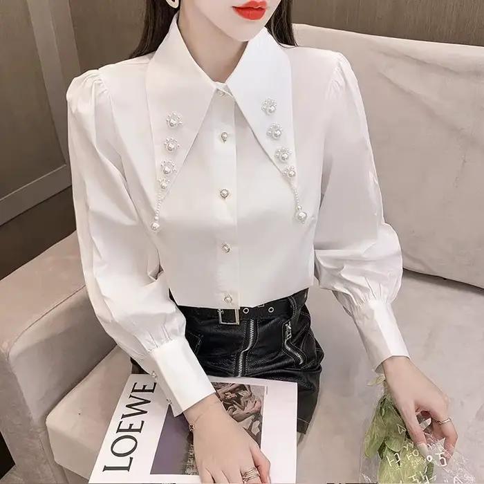 Chemisier basique à manches longues pour femmes, chemise élégante, vêtements de bureau coréens, temp