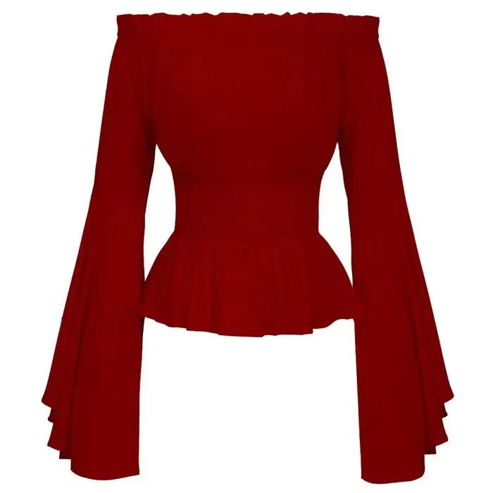 2025wish nouveau Renaissance médiévale à manches longues femmes haut à la mode coupe ajustée chemise