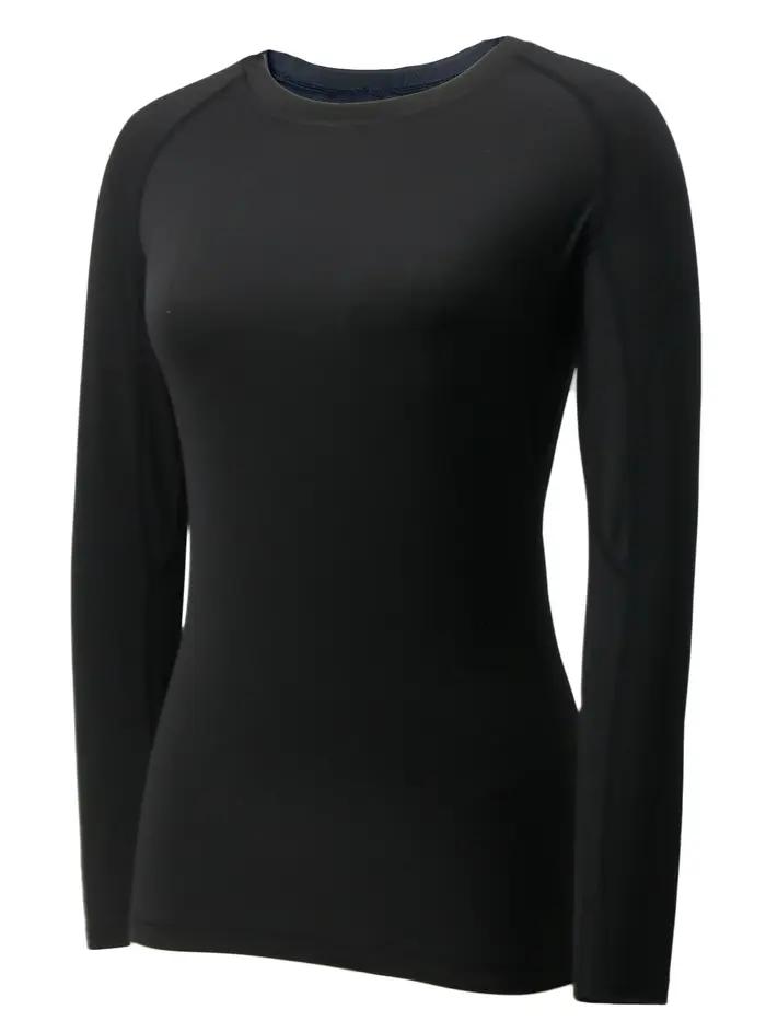 T-shirt de compression à manches longues pour femme, idéal pour le sport et la course à pied, séchag