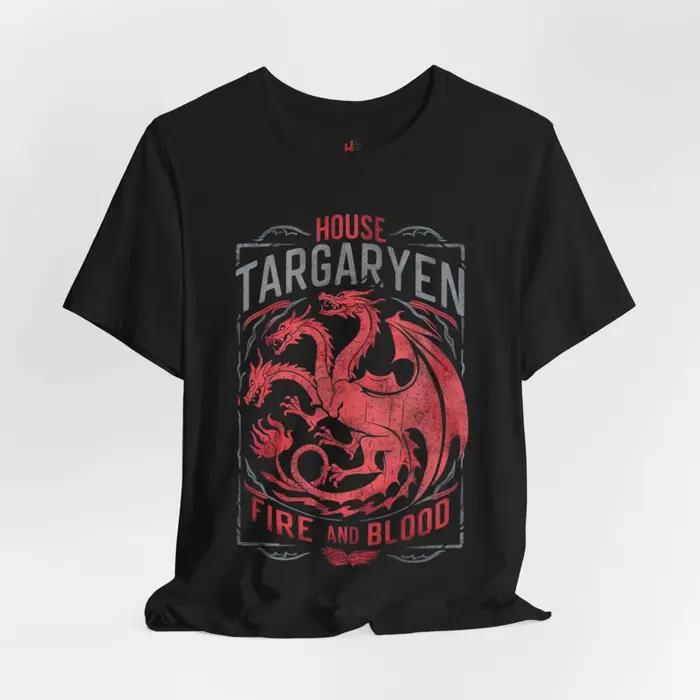 Chemise House of The Dragon, équipe Fire and Blood House Targaryen, chemise noire
