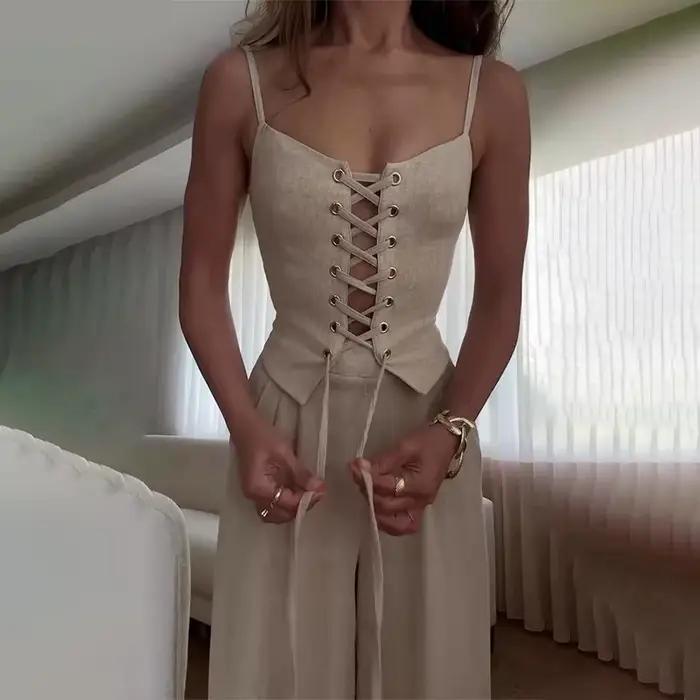 Tenue de loisirs d'été pour femme, tenue de bureau, couleur unie, Slim, ensemble deux pièces, Chic,