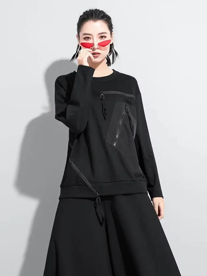 Amax luluE Designer européen femmes mode noir t-shirts dames lâche Punk t-shirts femmes décontracté