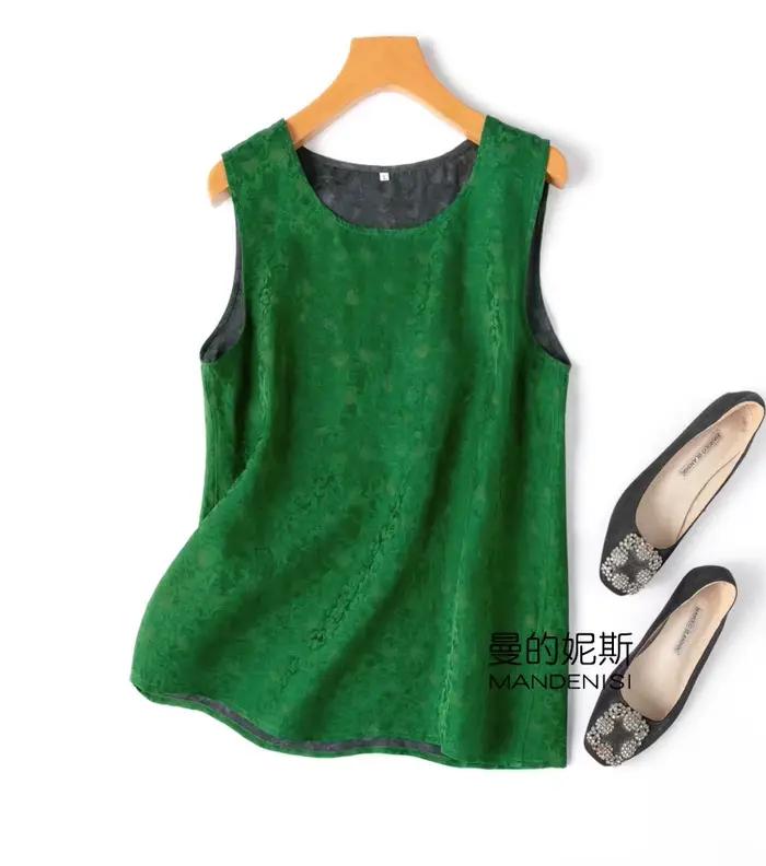 TAJIYANE 100% mûrier soie débardeurs femme 2025 Vintage Jacquard sans manches haut d'été réversible