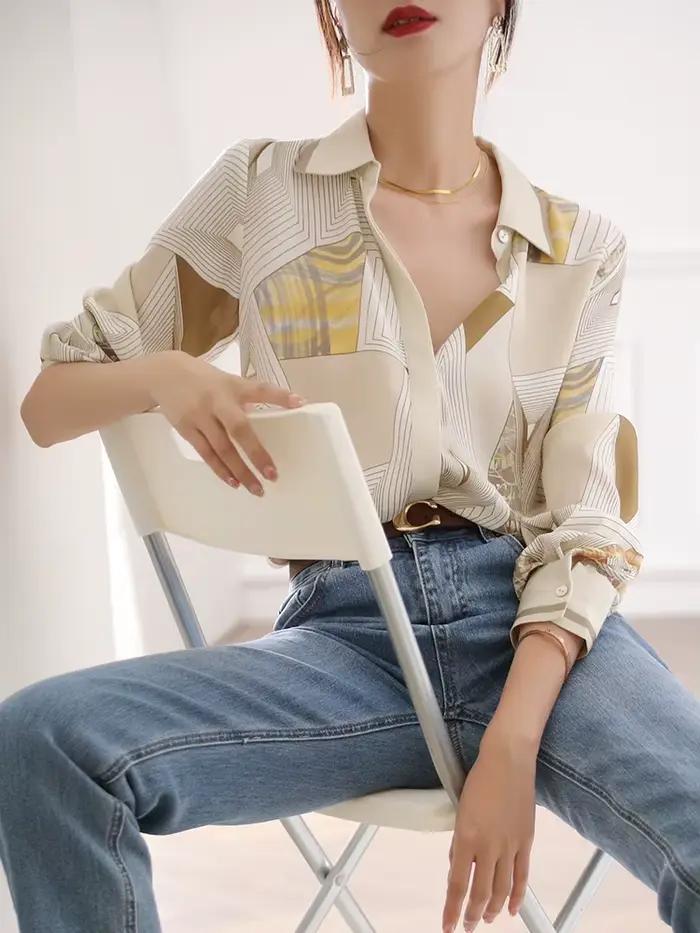 Mode impression dames chemises nouveau élégant femmes Blouses printemps automne à manches longues de
