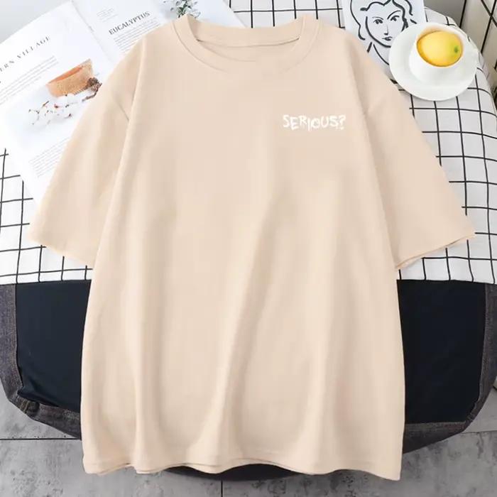 Paroles créatives sérieux imprimé femme T-Shirts simple s-xxxl T-Shirts rétro respirant à manches co