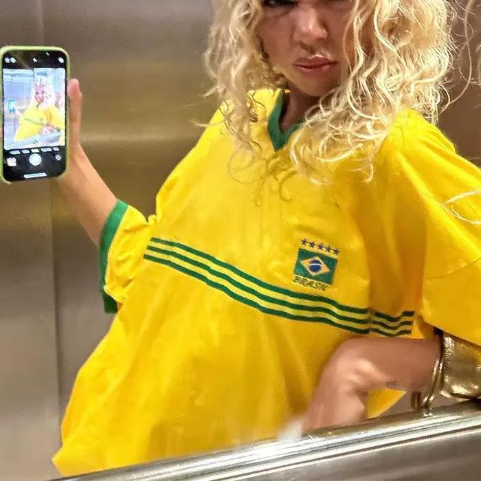 T-shirt à manches courtes et col rond pour femme, haut court, streetwear, esthétique, rue haute, imp
