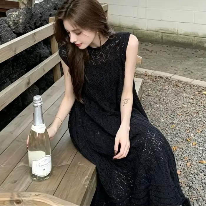 2026 Cardigan long sans manches en crochet style bohème pour femme, gilet en maille ajourée d'été, k