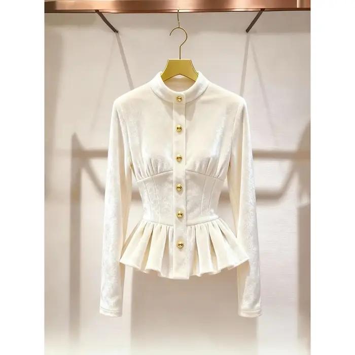 Chemises et chemisiers Blusas Mujer De Moda Style français chemise en velours blanc tempérament Cami