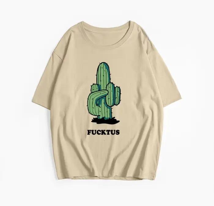 Hirsionsan Cactus graphique imprimé t-shirt femmes été coton doux à manches courtes t-shirt femme su