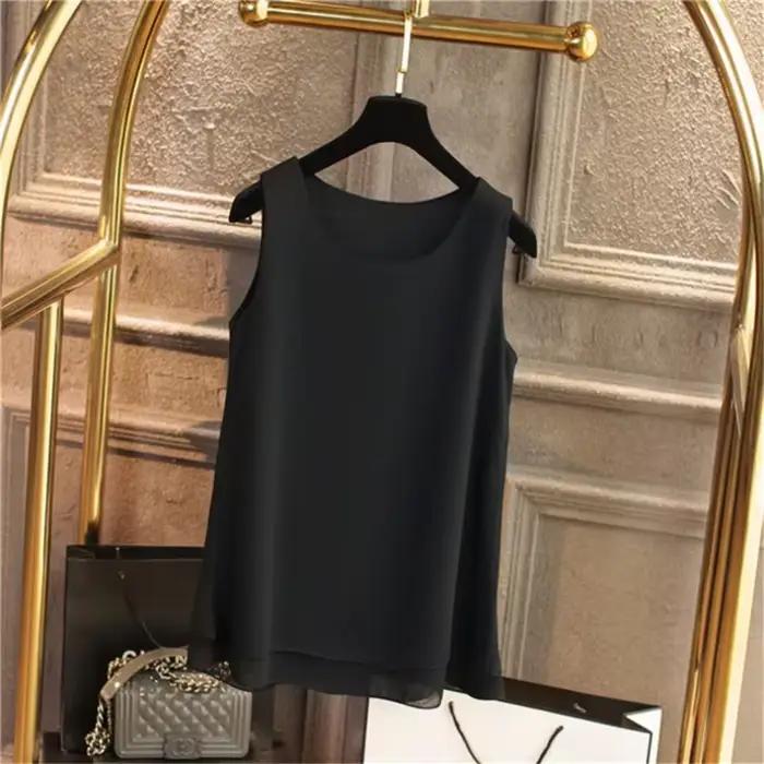 Chemise en mousseline de soie à col rond pour femmes, haut précieux, blanc, bleu, rouge, chemise en