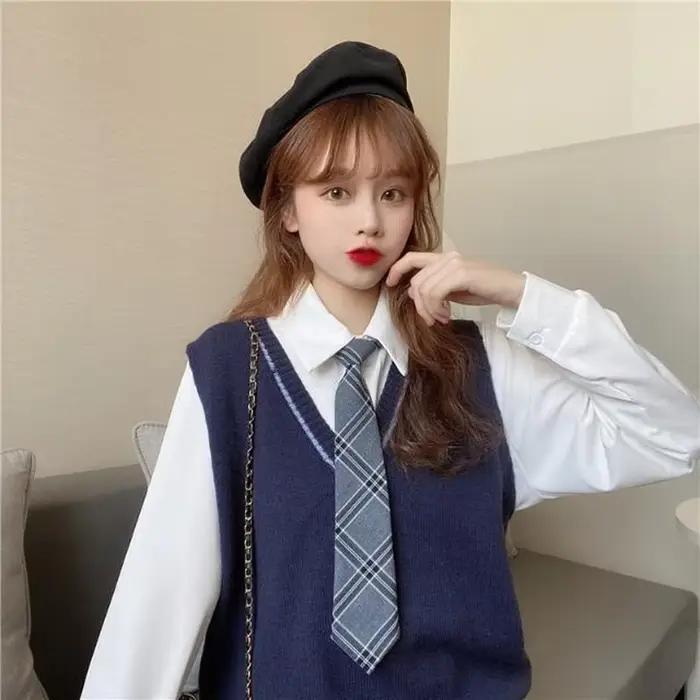 Pull en tricot à col en V pour femme, glaçure, style preppy, patchwork, chic, populaire, Ulzzang, ré