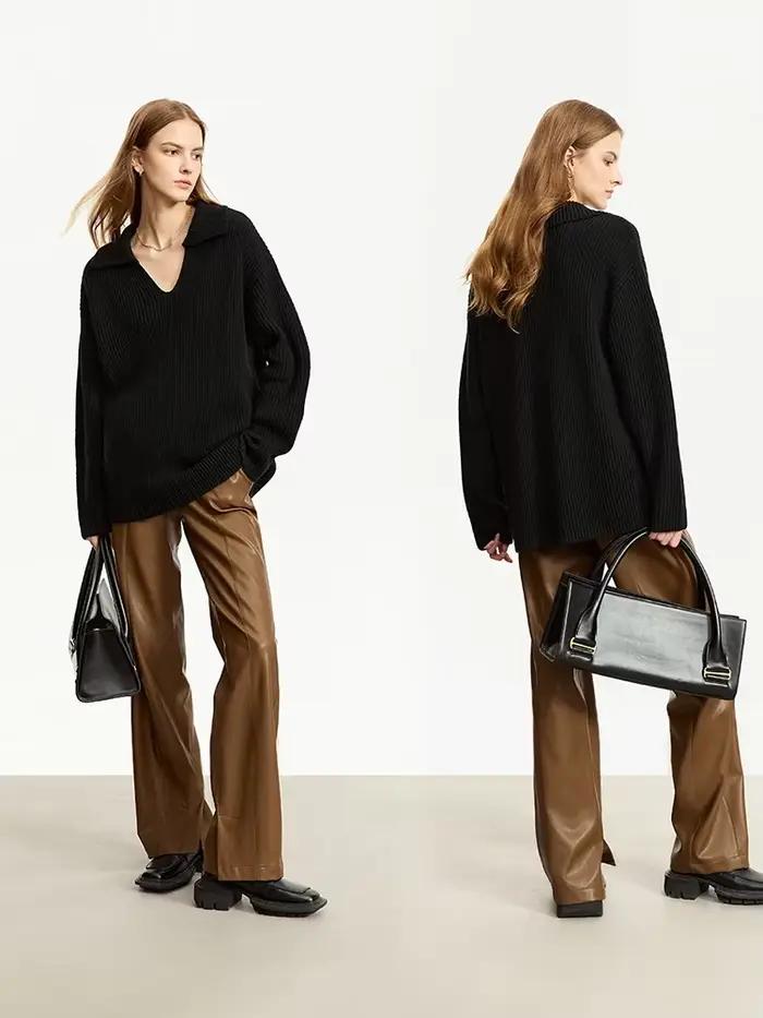 AMII minimaliste français paresseux Style chandails pour femmes 2025 hiver nouveau ample décontracté