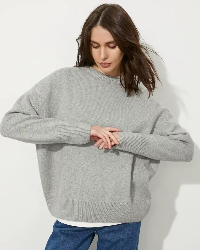 Pull à col rond pour femme, coupe ample, nouvelle collection automne et hiver