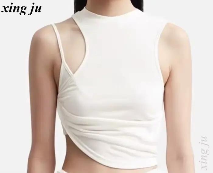 Kpop chanteur Jennie femmes irrégulière blanc court gilet fronde culture hauts scène Costume musique