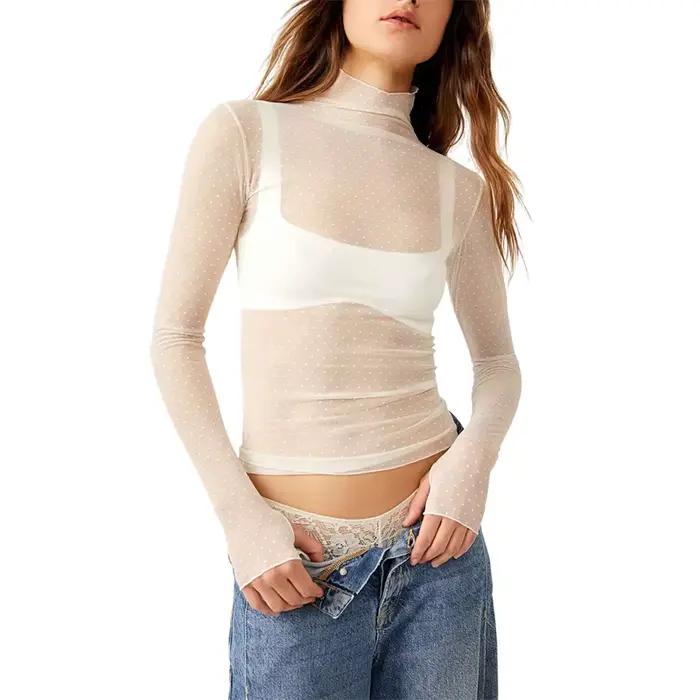 Chemisier transparent pour femmes, nouvelle chemise sexy Harajuku, maille, décontracté, été