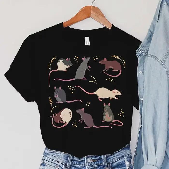 Rat T-Shirts femmes Harajuku animaux hauts été décontracté mode T-Shirts Vintage Paddy imprimer femm