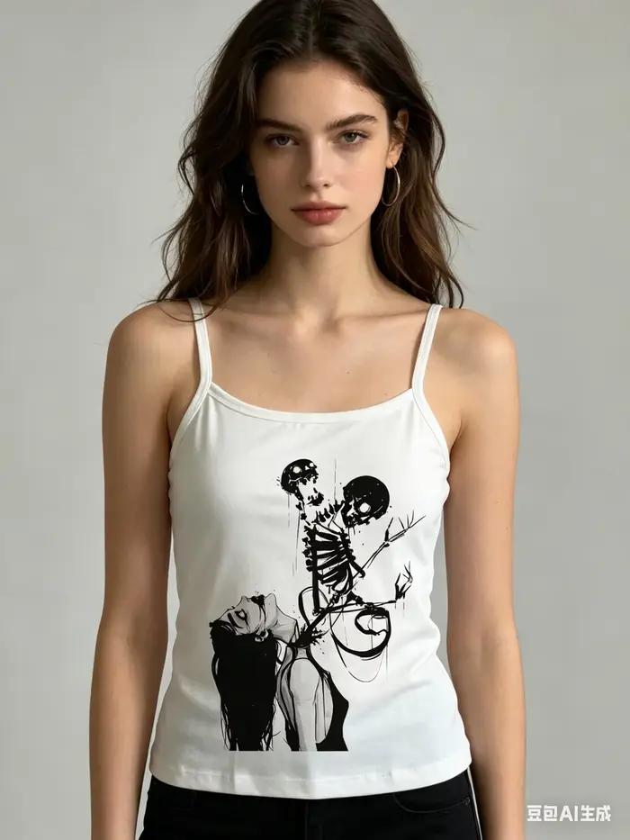 Débardeur dos nu sexy à imprimé plage estival, coupe ajustée, en tissu polyester, style Spicy Girl p