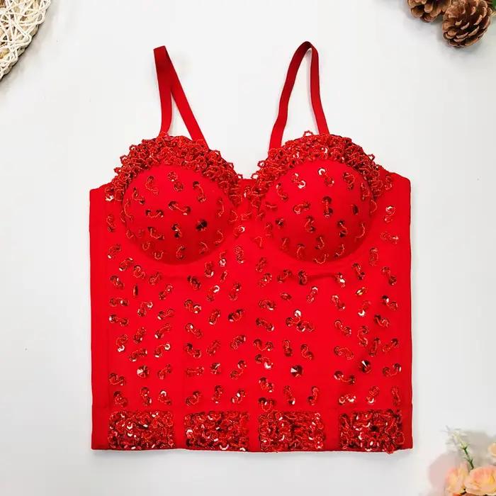 SXTHAENOO-Haut court sans bretelles pour femme, soutien-gorge en glabustier, diamant, fleur, boîte d