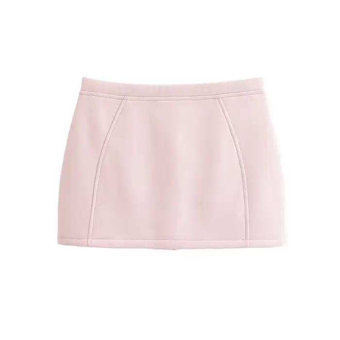 Femmes mode avec fermeture éclair recadrée sweat et taille moyenne dos fermeture éclair Mini jupe fe