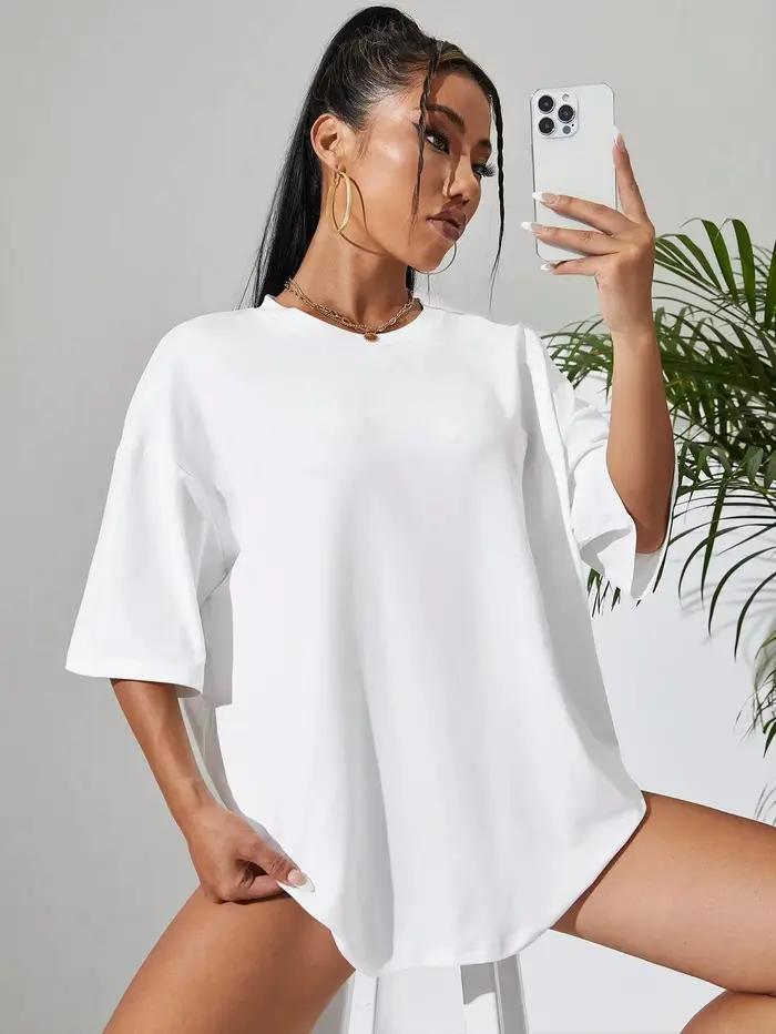 T-shirt unisexe décontracté à manches courtes en coton 100% pour femme, 21 couleurs unies, idéal pou