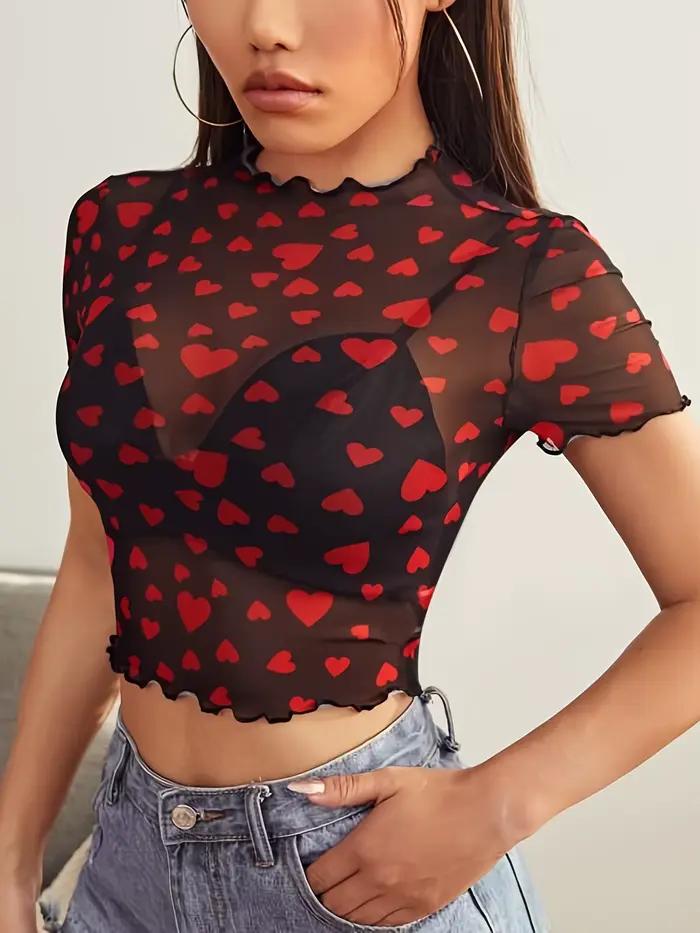 Haut en maille en forme de cœur sans soutien-gorge pour femme, bordures de laitue, vêtements de prin