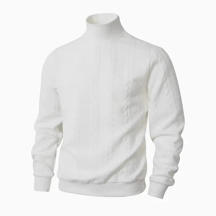 Pull en tricot pour l'automne et l'hiver, pull uni tendance, col roulé en jacquard, pull chaud pour