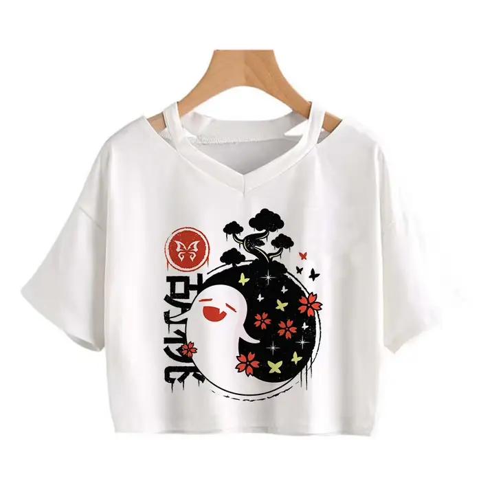 Haut court Kawaii Genshin Impact T-shirt femmes t-shirts graphiques Kawaii hauts Harajuku dessin ani